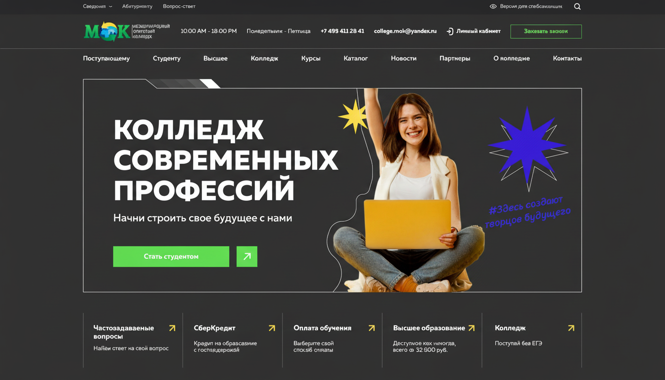 Изображение кейса ЧПОУ МОК: Как мы разработали конверсионный сайт для международного колледжа