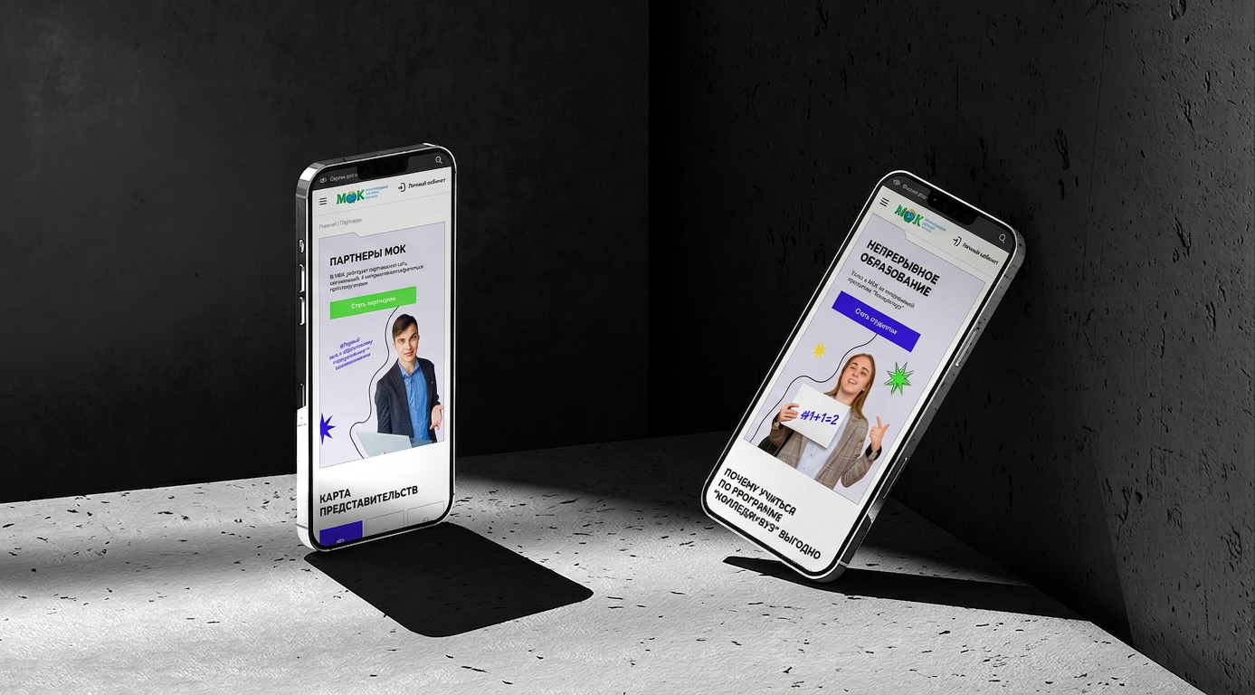 Изображение дизайна для кейса ЧПОУ МОК: Как мы разработали конверсионный сайт для международного колледжа